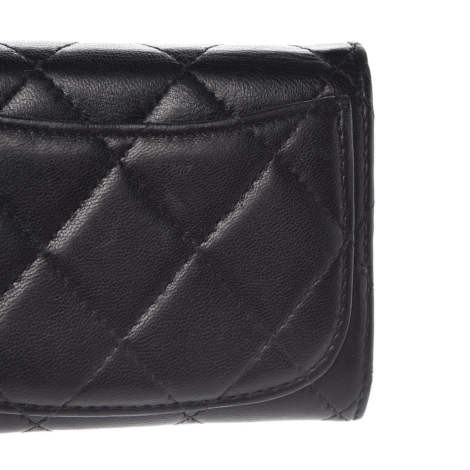 Chanel Lambskin Quilted Flap Card Holder Wallet Black 9 of 11