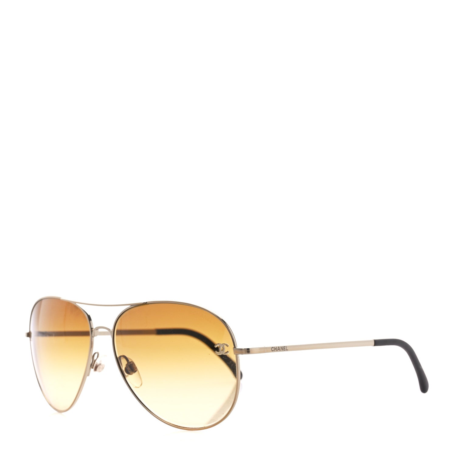 Chanel Metal Polarized Aviator CC Sunglasses 4189-T-Q Brown 1 of 8
