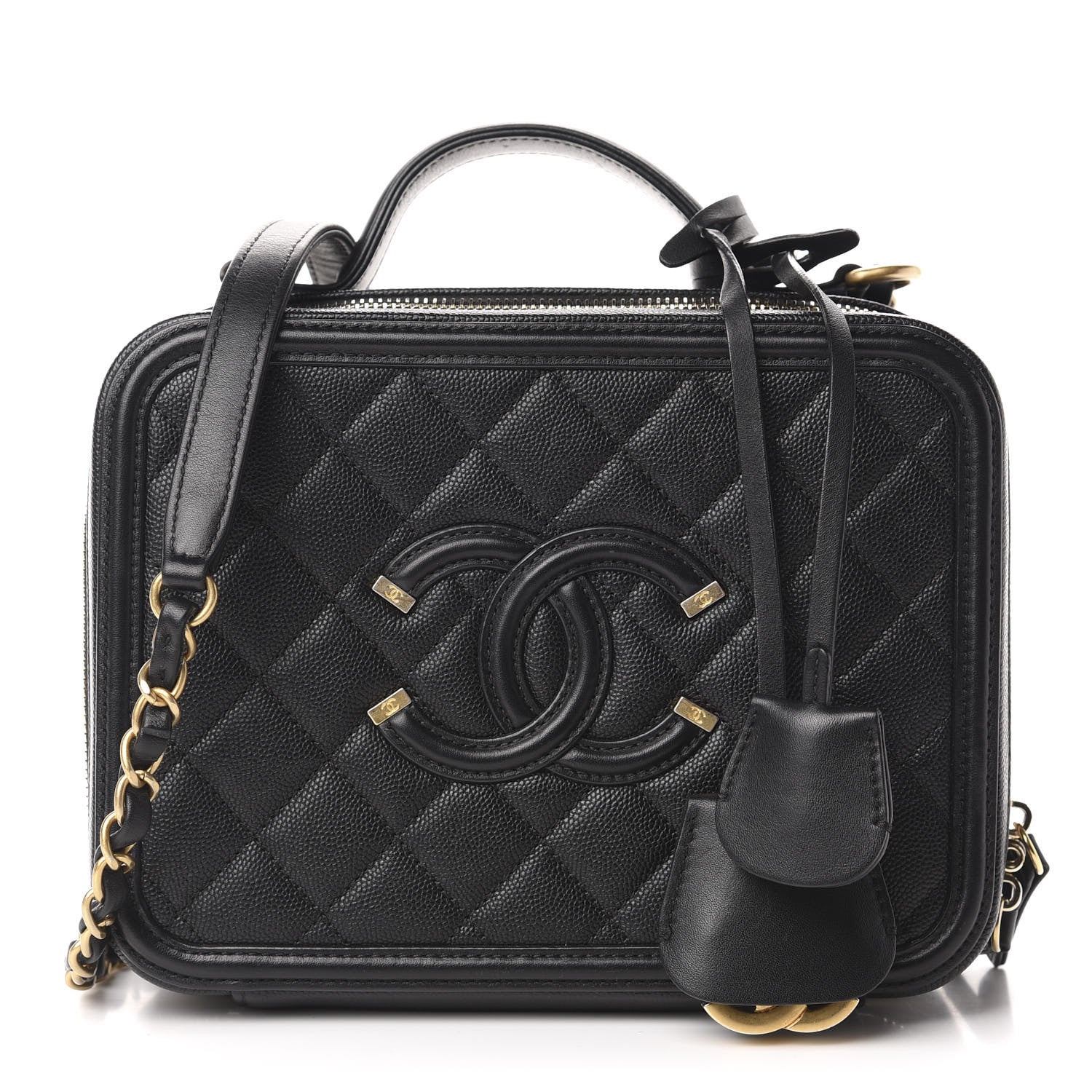 Chanel Caviar Quilted Medium CC Filigree Vanity Case Black 1 of 13