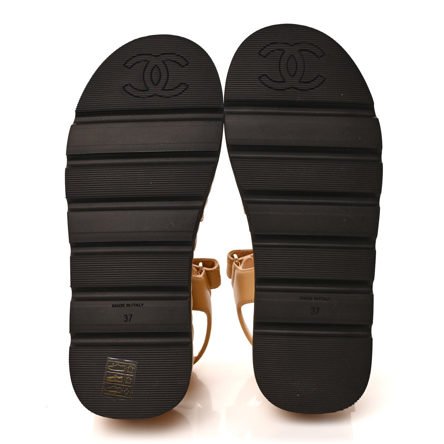 Lambskin Quilted Platform Sandals 37 Beige Black