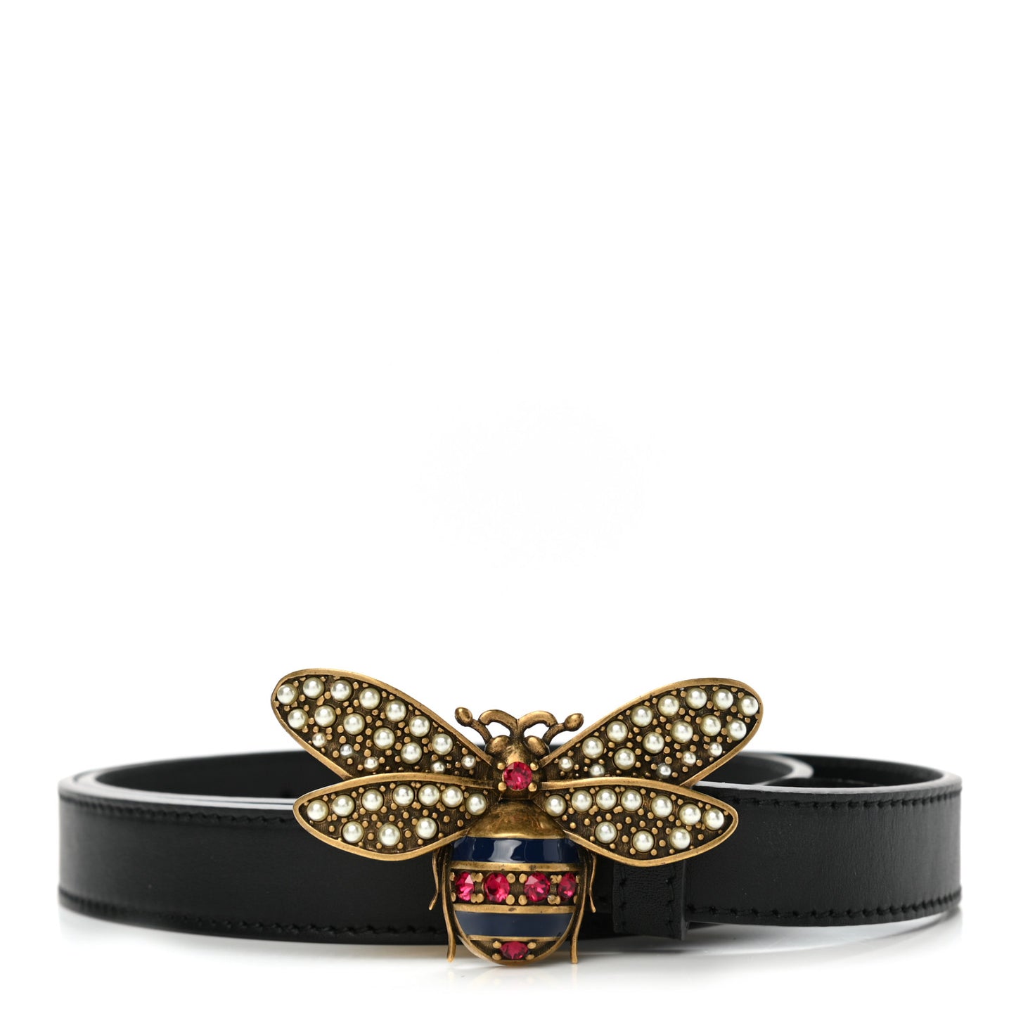 Calfskin Queen Margaret Bee Belt 75 30 Black