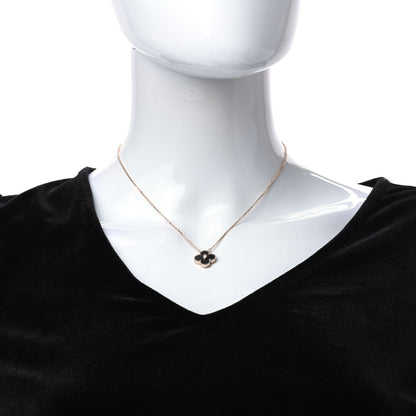 Van Cleef & Arpels 18K Rose Gold Diamond Grey Mother of Pearl Vintage Alhambra Pendant Necklace 2 of 6