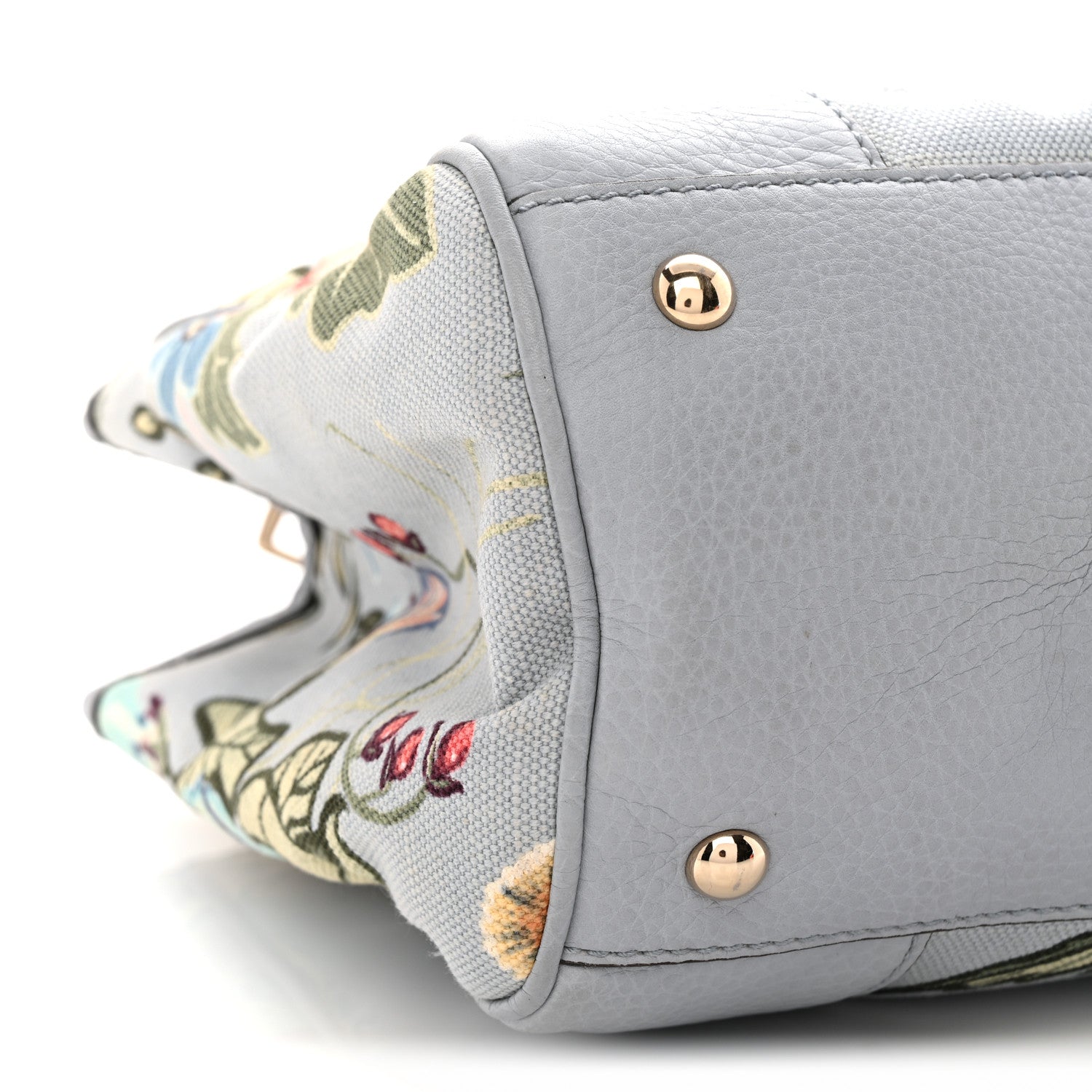 Gucci Canvas Cellarius Calfskin Flora Knight Medium Bamboo Shopper Tote Light Blue 11 of 13