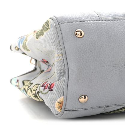 Gucci Canvas Cellarius Calfskin Flora Knight Medium Bamboo Shopper Tote Light Blue 11 of 13