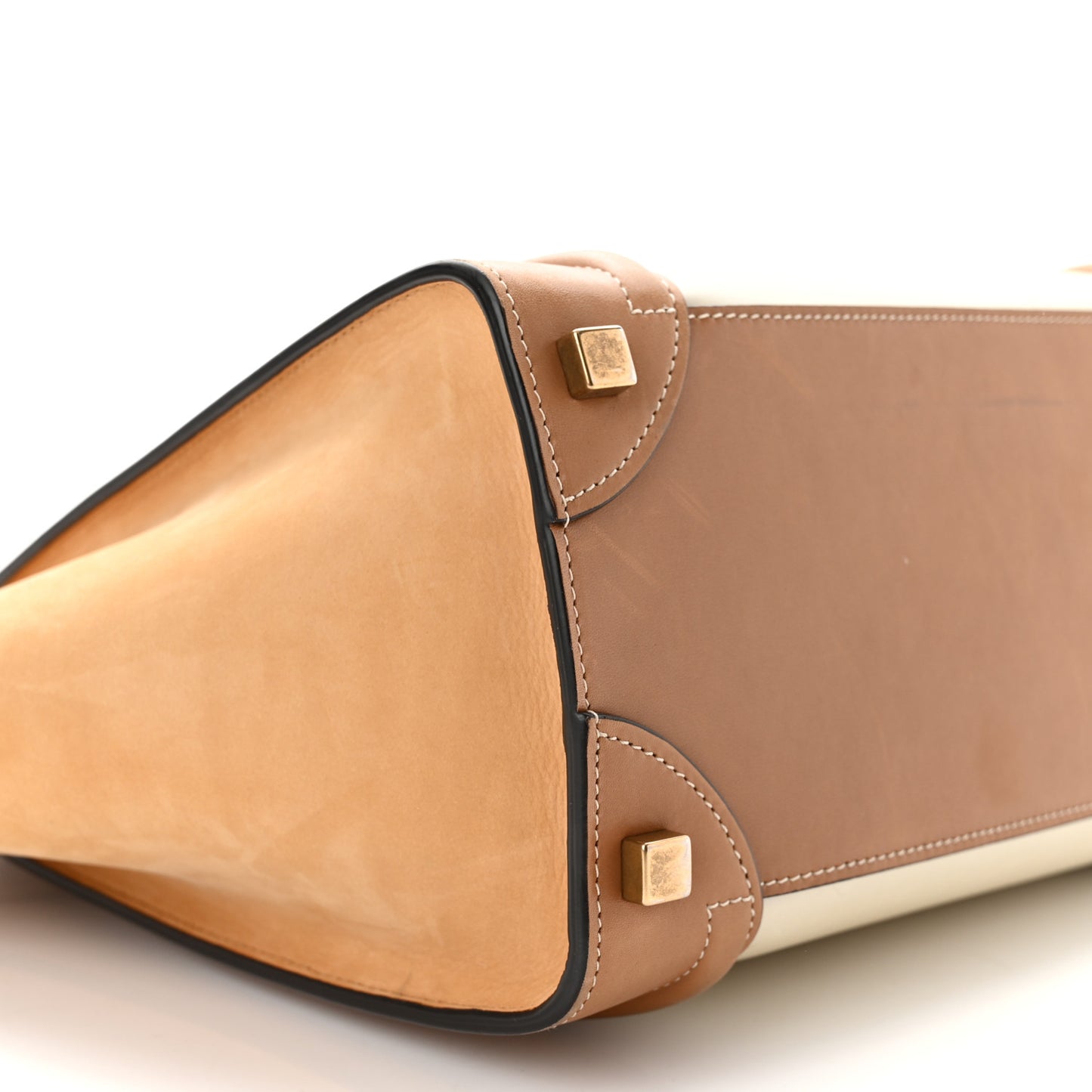 Suede Calfskin Suede Micro Tri-Color Luggage Nude