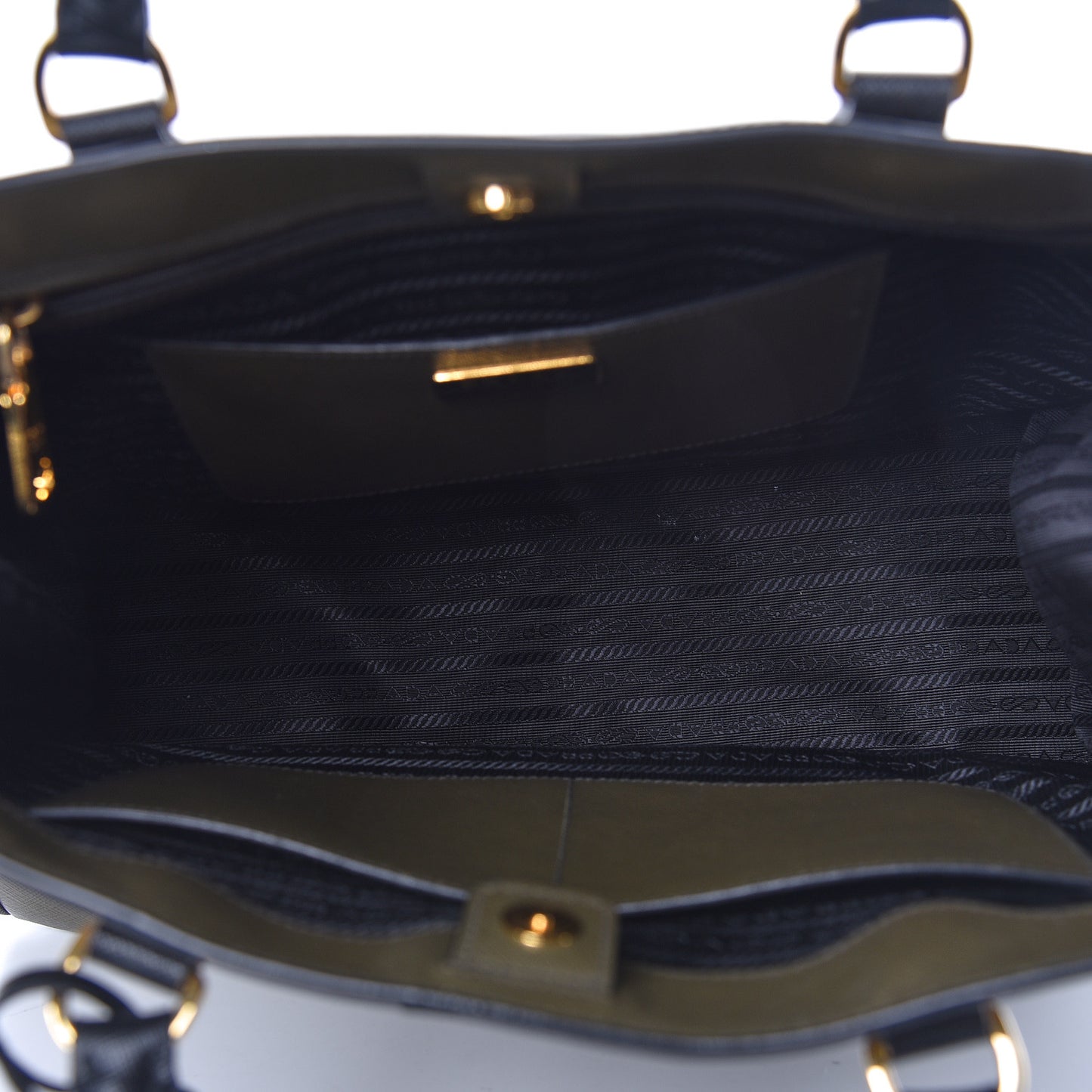 Saffiano Lux Bi-Color Medium Tote Militare Black