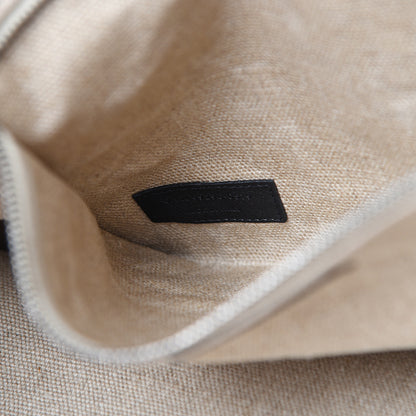 Saint Laurent Linen Calfskin Rive Gauche Tote Optic White 6 of 10