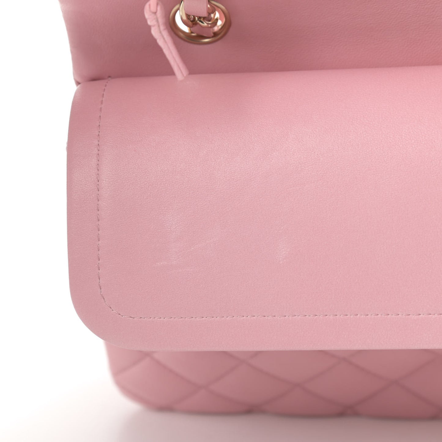 Lambskin Quilted Medium Double Flap Light Pink