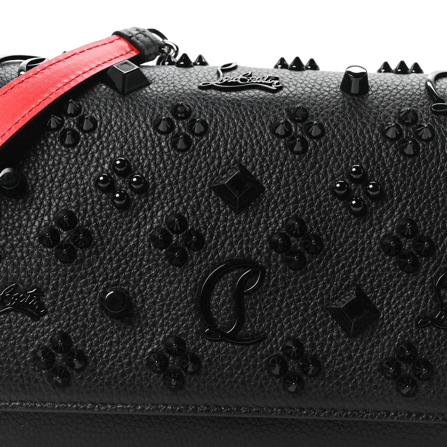 Calfskin Spikes Loubinthesky Paloma Clutch Black