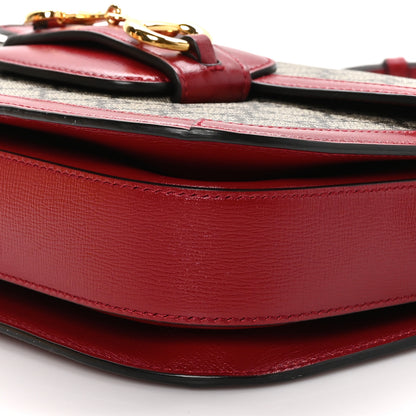 Gucci GG Supreme Monogram Azalea Calfskin Horsebit 1955 Shoulder Bag Beige Ebony New Cherry Red 12 of 13