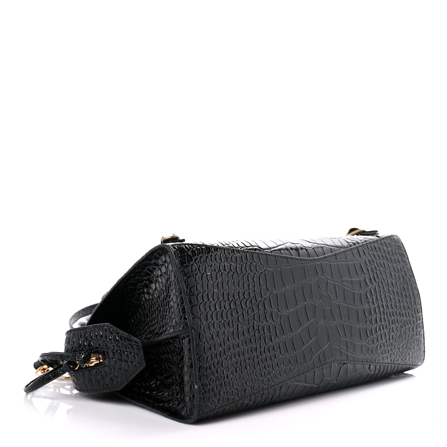 Balenciaga Shiny Supple Calfskin Crocodile Embossed Brass Hardware Neo Classic City Black 4 of 10