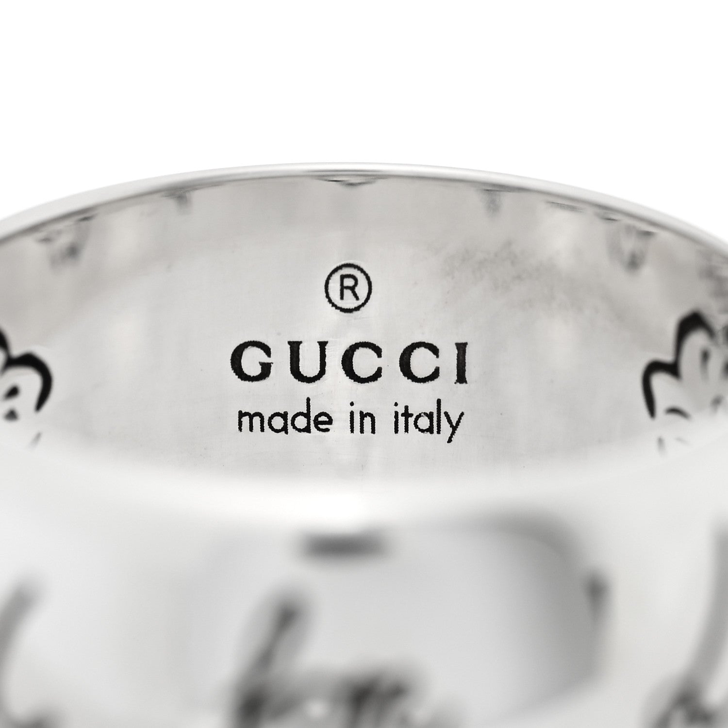 Gucci Sterling Silver Wide Blind for Love Band Ring 61 9.5 4 of 5