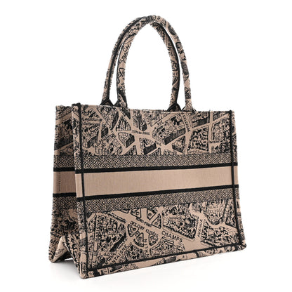 Christian Dior Canvas Embroidered Medium Plan De Paris Book Tote Beige Multi 3 of 11