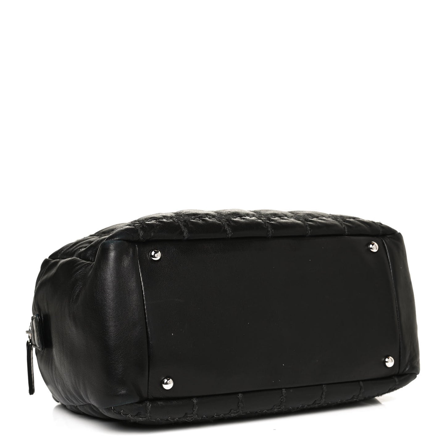 Calfskin Bubble Quilt Bowler Black