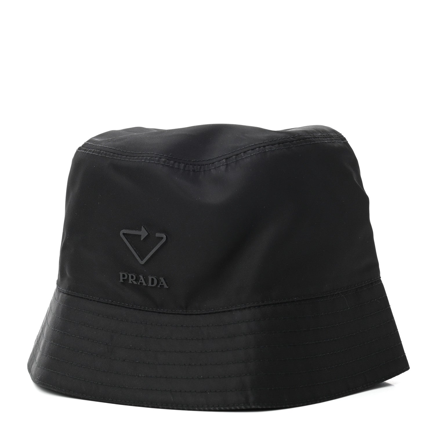 Prada Re-Nylon Rubber Logo Mens Bucket Hat L Black 1 of 7