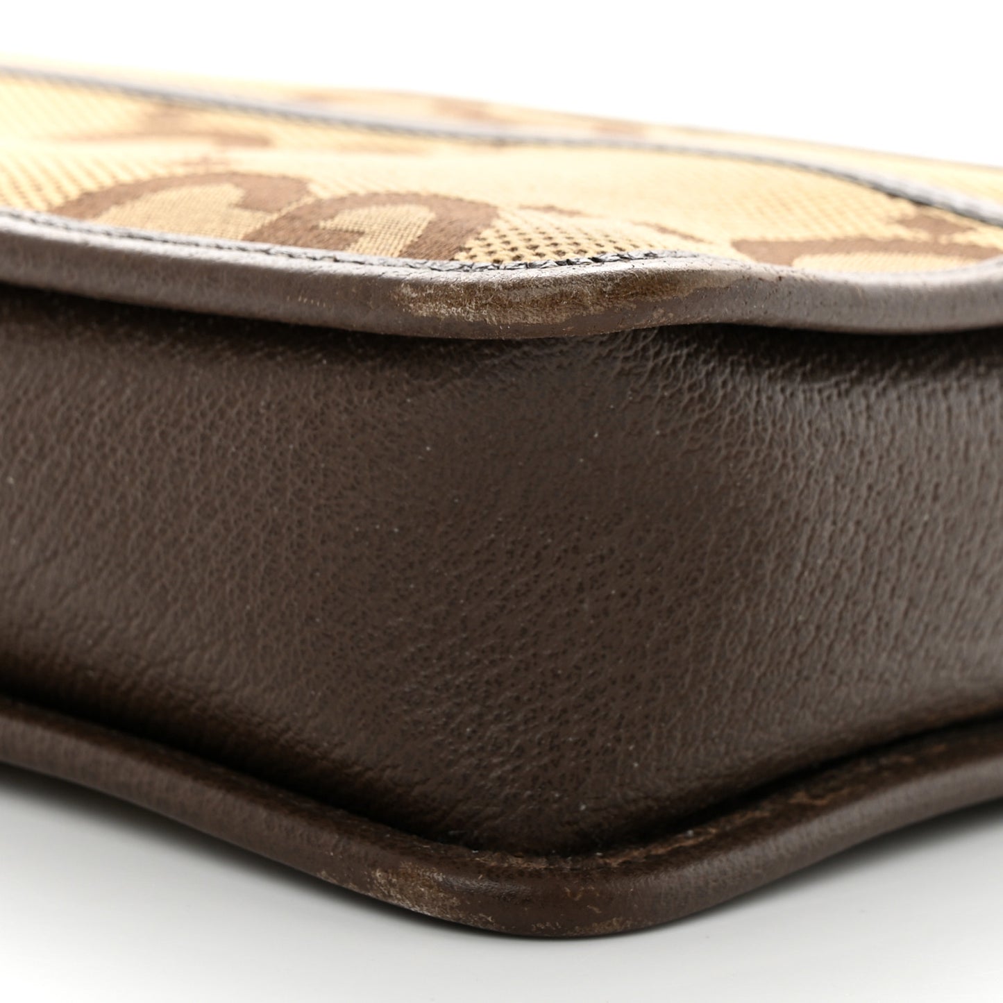 Monogram Jumbo GG Textured Dollar Calfskin Web Mini Crossbody Bag Camel Ebony New Acero