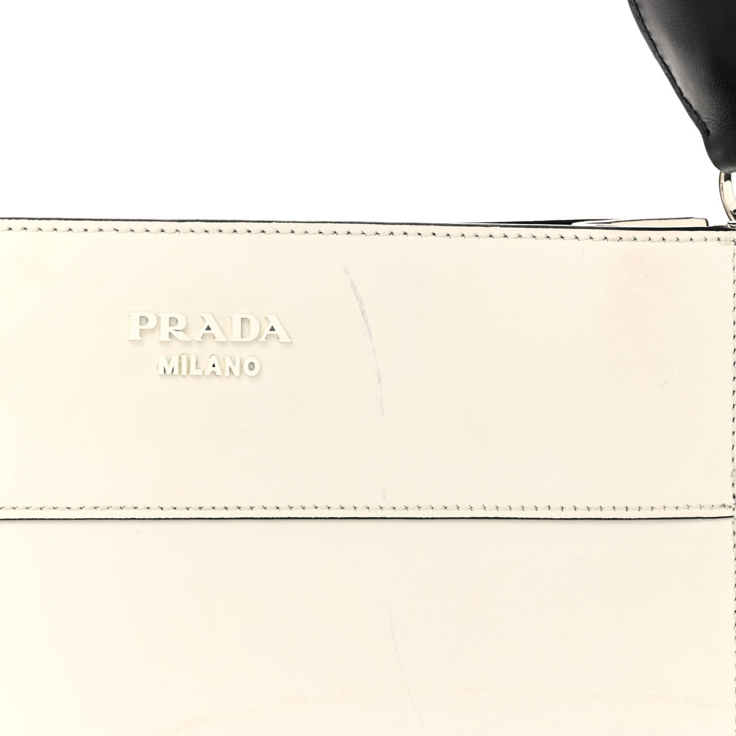 Prada City Calfskin Small Margit Bag White Black 10 of 10