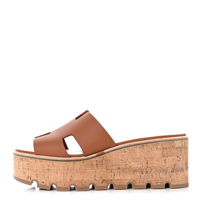 Hermes Calfskin Cork Eze 30 Sandals 39 Marron Glaise 1 of 11