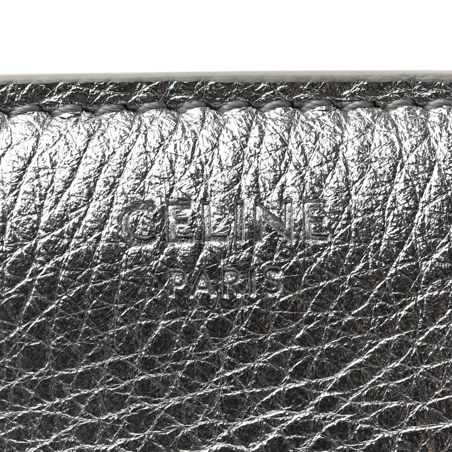 Metallic Calfskin Small Triomphe Wallet Silver