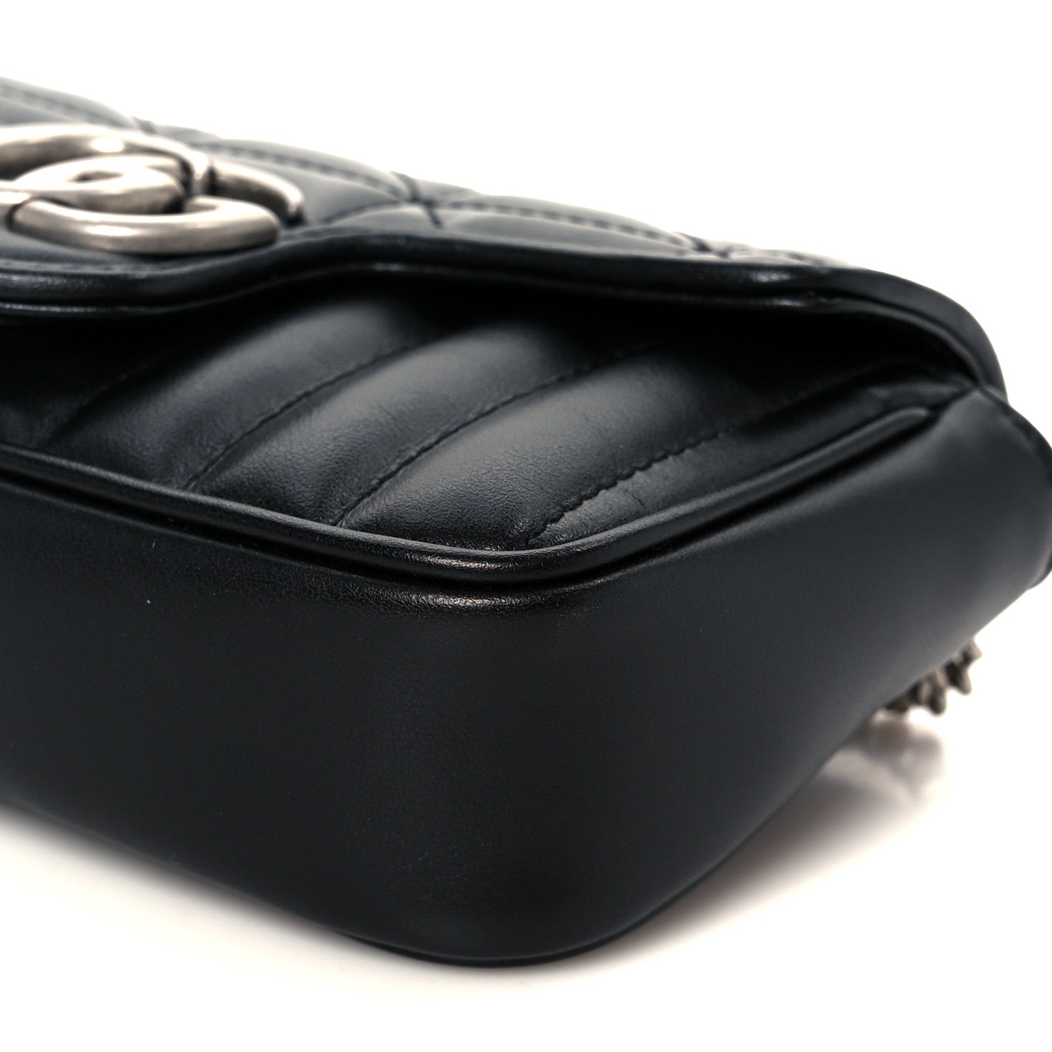 Gucci Calfskin Matelasse Aria Super Mini GG Marmont Shoulder Bag Black 10 of 10