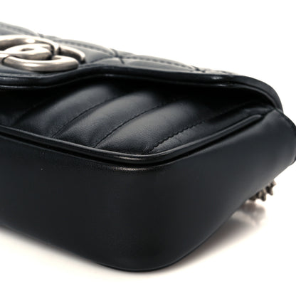 Gucci Calfskin Matelasse Aria Super Mini GG Marmont Shoulder Bag Black 10 of 10