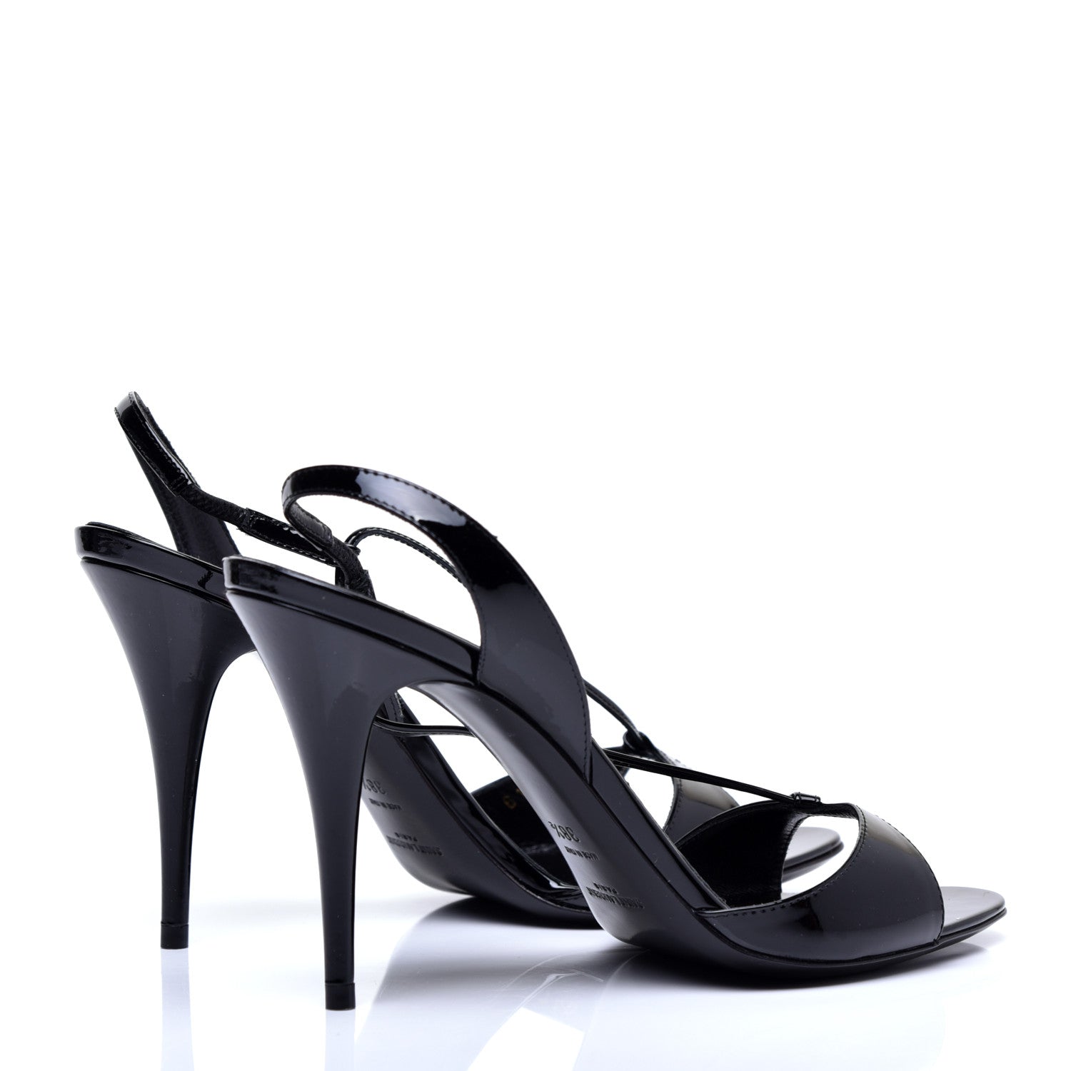 Saint Laurent Patent Calfskin Anouk 110 Sandals 38.5 Black 4 of 8