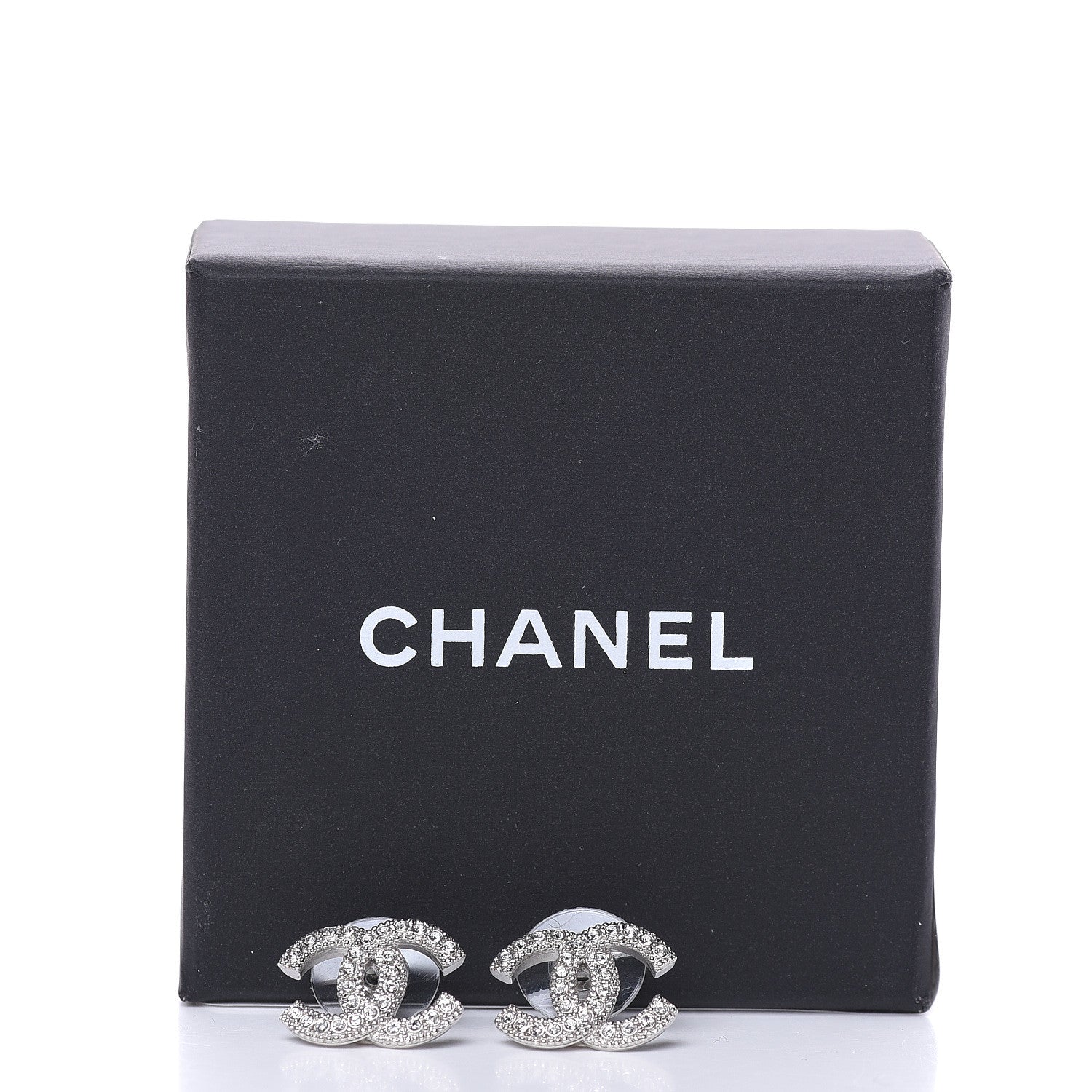 Chanel Crystal CC Earrings Silver 5 of 5