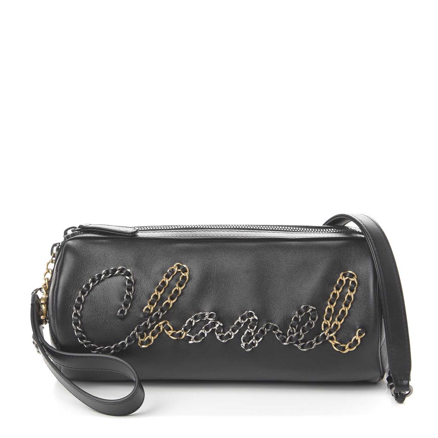 Calfskin Chain 20s Signature Bowling Bag Black