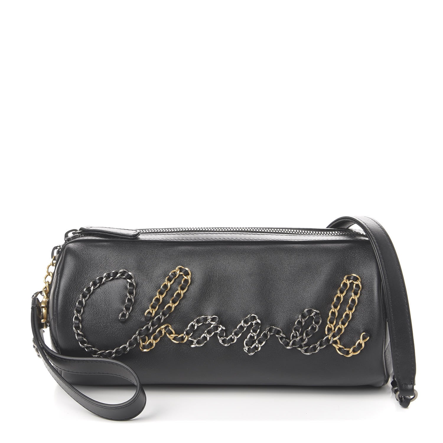 Chanel Calfskin Chain 20s Signature Bowling Bag Black 1 of 11