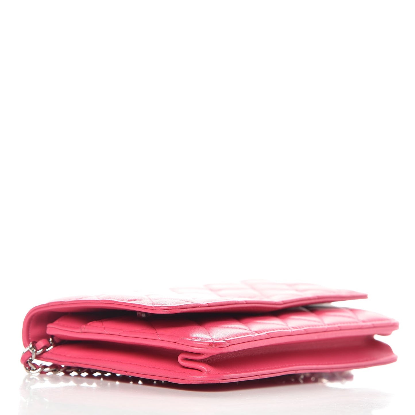 Lambskin Quilted Wallet On Chain WOC Pink
