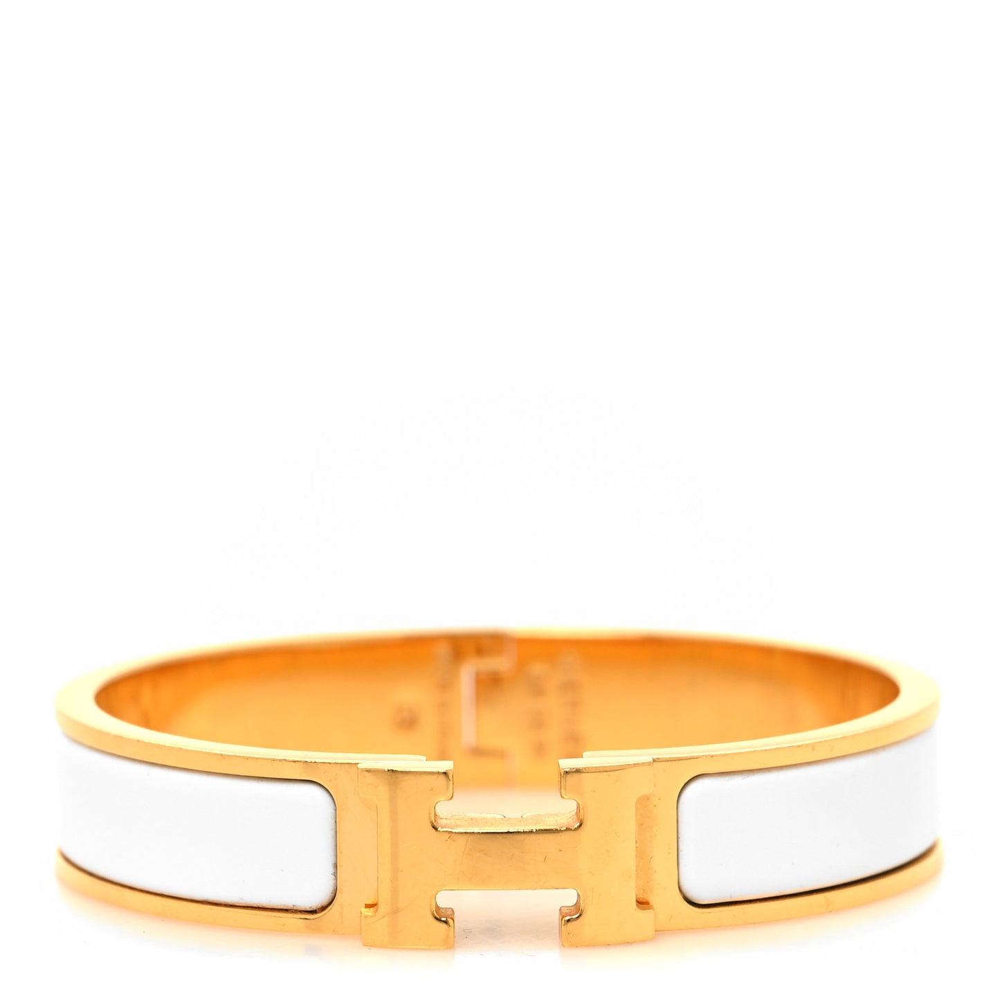 Enamel Narrow Clic Clac H Bracelet PM White