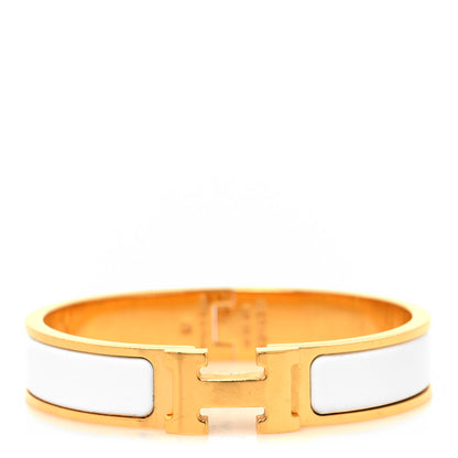 Hermes Enamel Narrow Clic Clac H Bracelet PM White 1 of 4