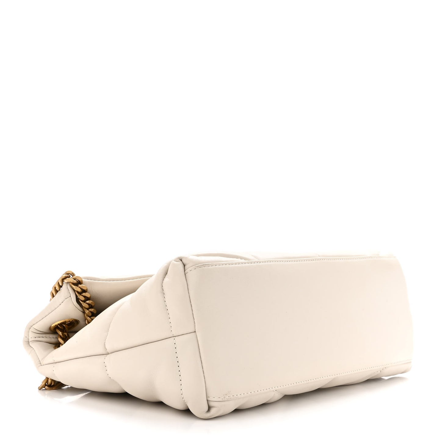 Lambskin Quilted Small Loulou Puffer Monogram Chain Satchel Crema Soft