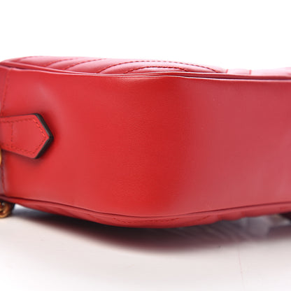 Gucci Calfskin Matelasse Small GG Marmont Chain Shoulder Bag Hibiscus Red 7 of 10