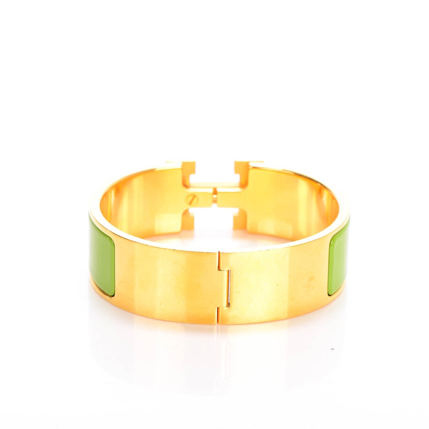 Enamel Wide Clic Clac H Bracelet GM Vert Praire
