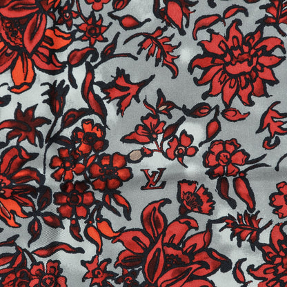 Louis Vuitton Silk Floral Square Scarf White Red 3 of 5