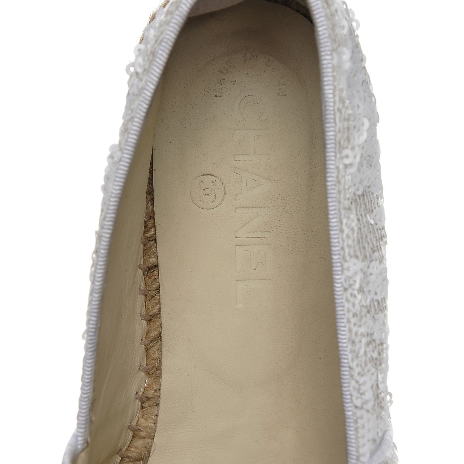 Chanel Patent Sequin CC Espadrilles 37 White 7 of 7