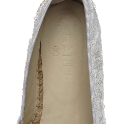 Chanel Patent Sequin CC Espadrilles 37 White 7 of 7