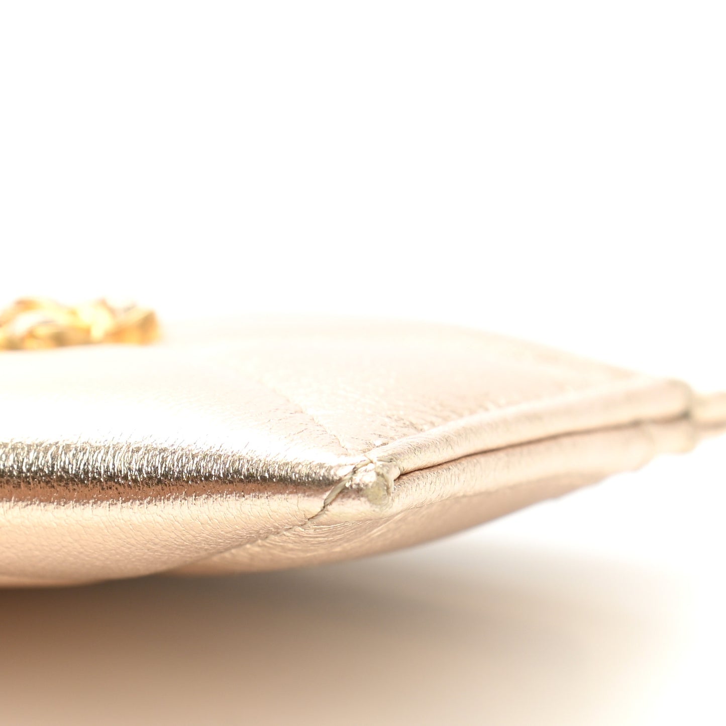 Metallic Lambskin Quilted Chanel 19 Card Holder Gold