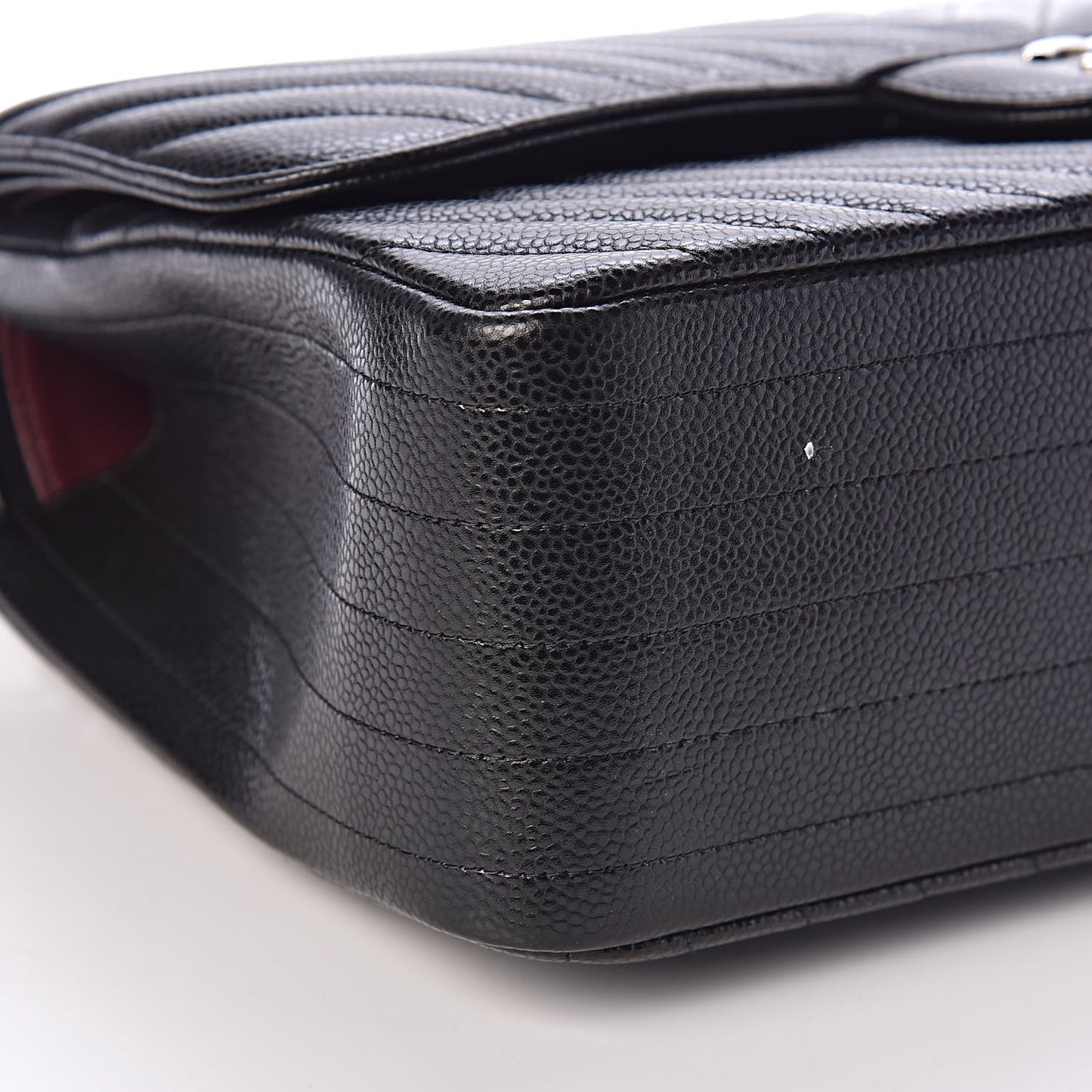 Caviar Chevron Quilted Jumbo Double Flap Black