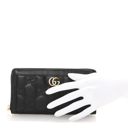 Gucci Calfskin GG Matelasse GG Marmont Zip Around Wallet Black 2 of 7