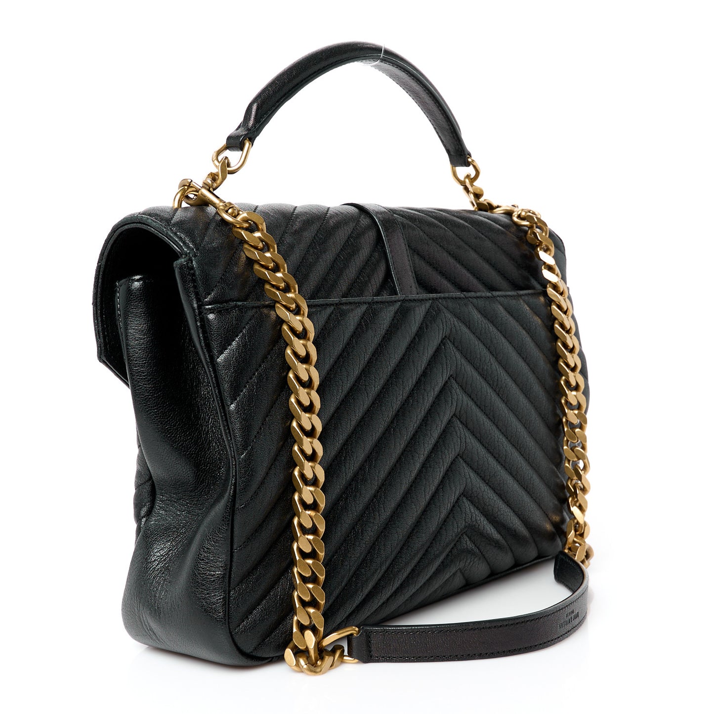 Sheepskin Matelasse Chevron Monogram Large College Bag Black