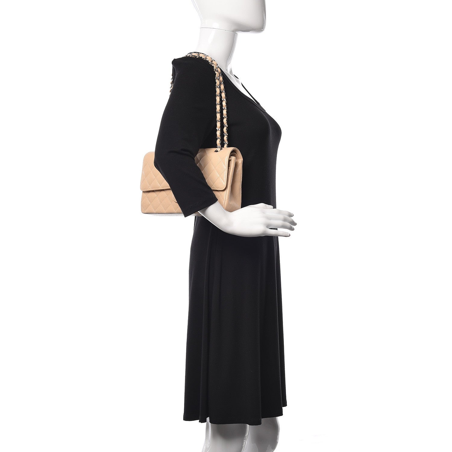 Chanel Caviar Quilted Medium Double Flap Beige Clair 2 of 12