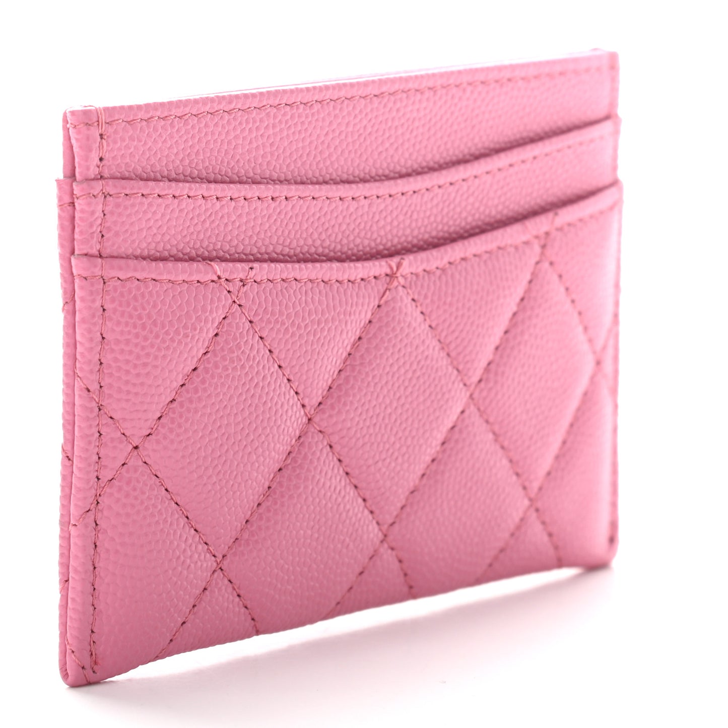 Caviar Quilted Card Holder Pink
