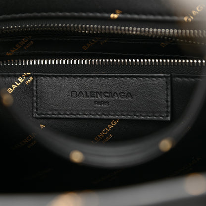 Balenciaga Calfskin Allover Logo Small Bazar Shopper Tote Black Gold 6 of 10