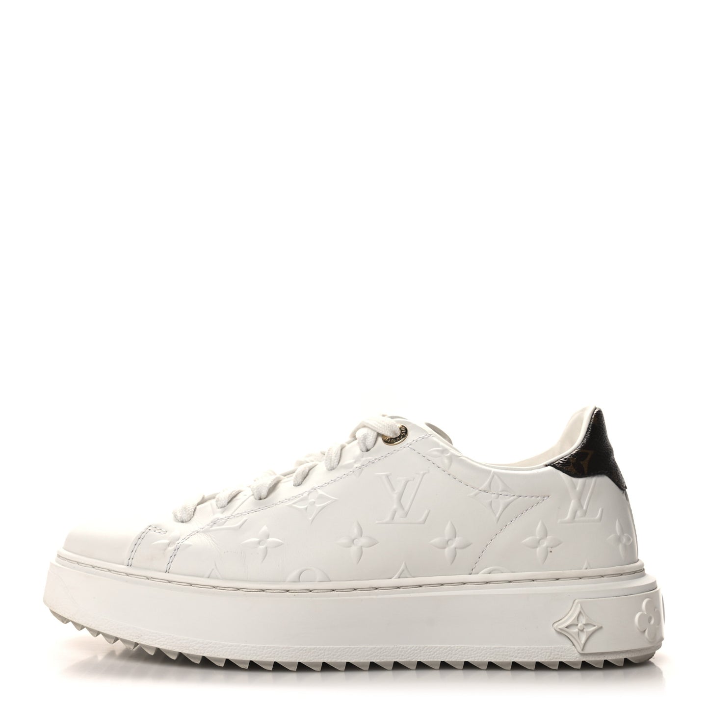 Lambskin Embossed Monogram Time Out Sneakers 39 White
