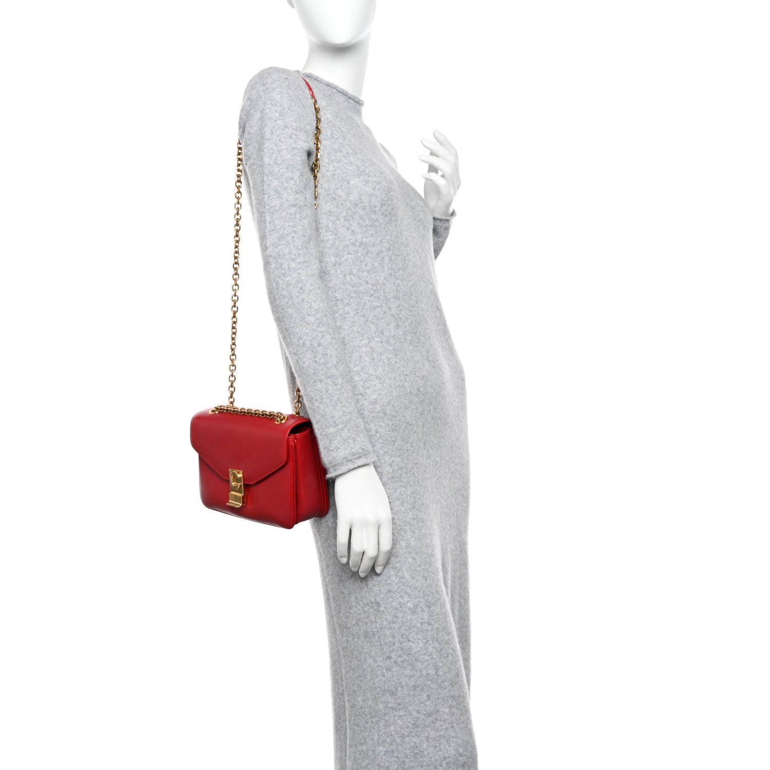 Celine Shiny Calfskin Medium C Bag Red 2 of 16