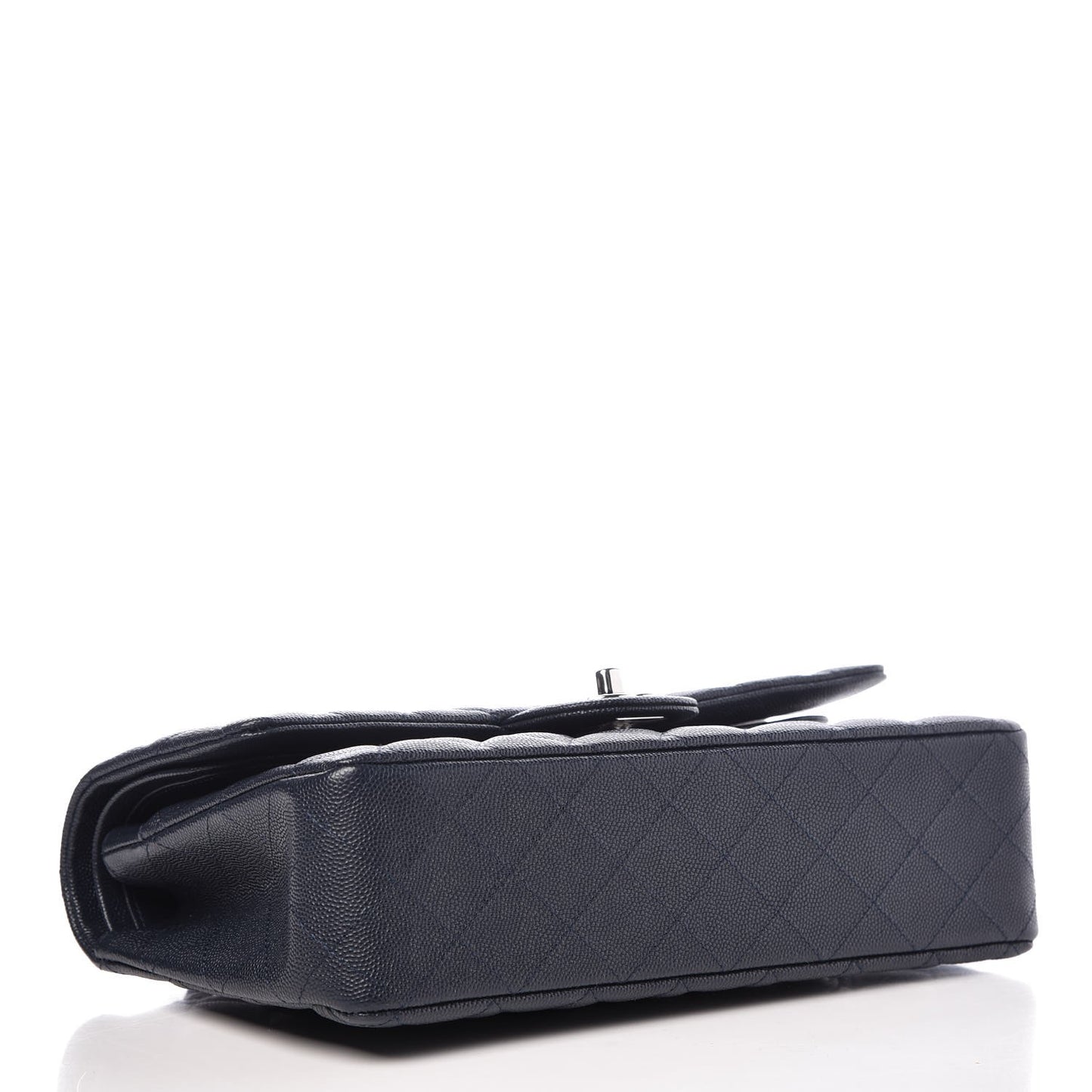 Caviar Quilted Medium Double Flap Dark Blue