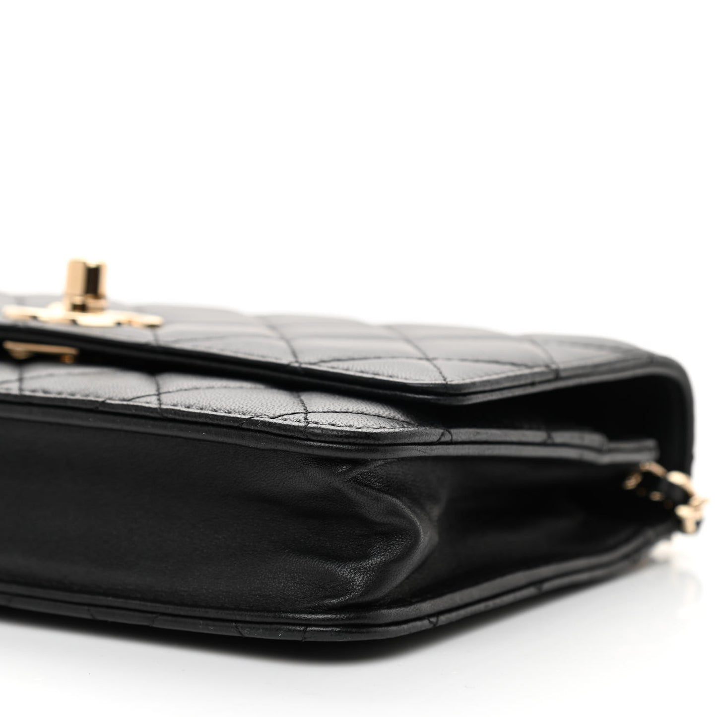 Lambskin Quilted Trendy CC Wallet On Chain WOC Black