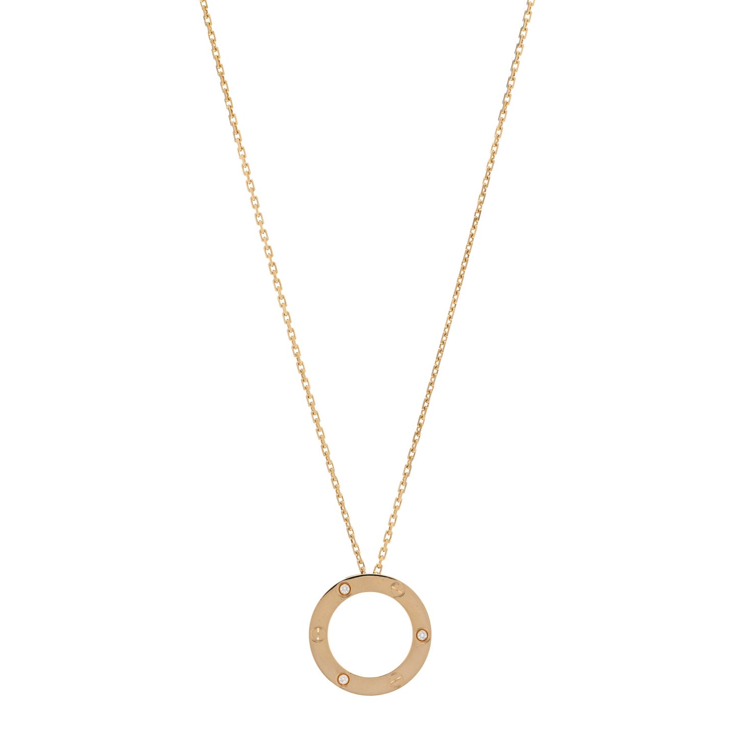18K Yellow Gold 3 Diamonds LOVE Pendant Necklace